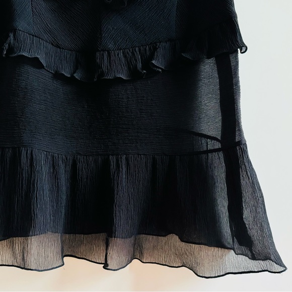 ❤️ VINTAGE CACHAREL 36 4 SEMI SHEER BLACK TIERED RUFFLE SILK CREPE DESIGNER TOP - Picture 6 of 13